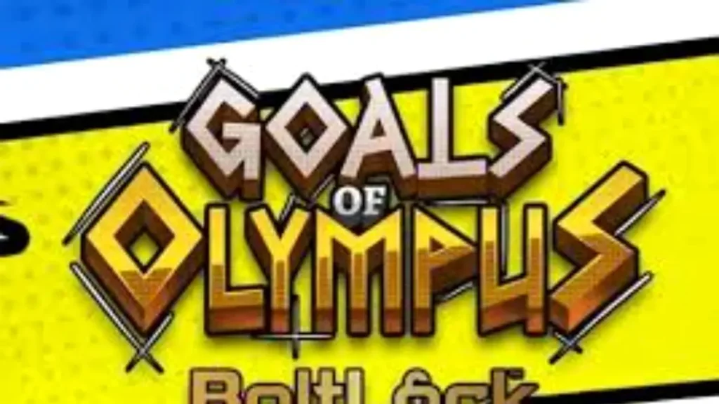 Tampilan visual grid permainan slot Goals of Olympus BoltLock dengan tema Zeus dan sepak bola.