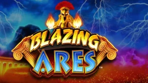 Tampilan visual slot Blazing Ares dengan tema mitologi Yunani yang penuh api.
